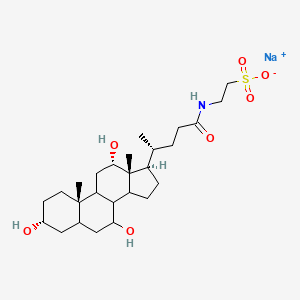 molecular formula C26H44NNaO7S B7969805 sodium;2-[[(4R)-4-[(3R,7R,10S,12S,13R,17R)-3,7,12-trihydroxy-10,13-dimethyl-2,3,4,5,6,7,8,9,11,12,14,15,16,17-tetradecahydro-1H-cyclopenta[a]phenanthren-17-yl]pentanoyl]amino]ethanesulfonate 