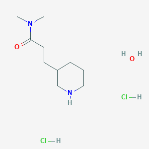 molecular formula C10H24Cl2N2O2 B7970829 N,N-Dimethyl-3-(3-piperidinyl)propanamide dihydrochloride hydrate 