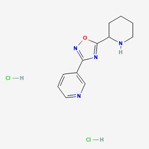 molecular formula C12H16Cl2N4O B7971209 3-(5-Piperidin-2-yl-1,2,4-oxadiazol-3-yl)pyridine dihydrochloride 