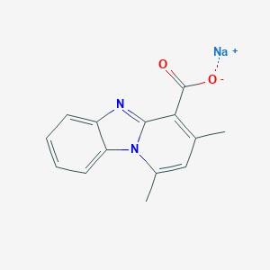 molecular formula C14H11N2NaO2 B079717 Pyrido(1,2-a)benzimidazole-4-carboxylic acid, 1,3-dimethyl-, sodium salt CAS No. 10326-85-9