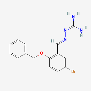molecular formula C15H15BrN4O B7971752 N-[(E)-{[2-(BENZYLOXY)-5-BROMOPHENYL]METHYLIDENE}AMINO]GUANIDINE 