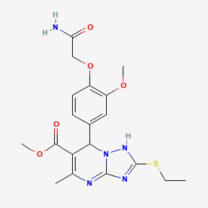 molecular formula C19H23N5O5S B7971918 methyl 7-[4-(2-amino-2-oxoethoxy)-3-methoxyphenyl]-2-ethylsulfanyl-5-methyl-1,7-dihydro-[1,2,4]triazolo[1,5-a]pyrimidine-6-carboxylate 