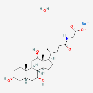 molecular formula C26H44NNaO7 B7972061 sodium;2-[[(4R)-4-[(3R,5S,7R,8R,9S,10S,12S,13R,14S,17R)-3,7,12-trihydroxy-10,13-dimethyl-2,3,4,5,6,7,8,9,11,12,14,15,16,17-tetradecahydro-1H-cyclopenta[a]phenanthren-17-yl]pentanoyl]amino]acetate;hydrate 
