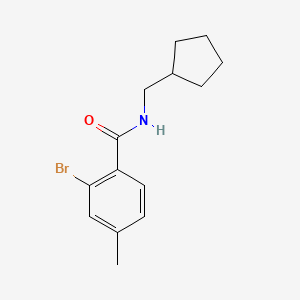 molecular formula C14H18BrNO B7974205 2-Bromo-N-(cyclopentylmethyl)-4-methylbenzamide 