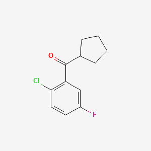molecular formula C12H12ClFO B7977559 2-Chloro-5-fluorophenyl cyclopentyl ketone 