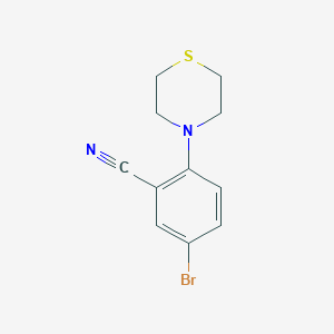 molecular formula C11H11BrN2S B7978718 5-Bromo-2-thiomorpholin-4-ylbenzonitrile 