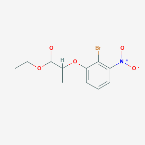 molecular formula C11H12BrNO5 B7978868 Ethyl 2-(2-bromo-3-nitrophenoxy)propanoate 