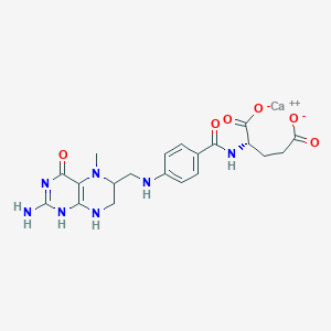 molecular formula C20H23CaN7O6 B7979787 calcium;(2S)-2-[[4-[(2-amino-5-methyl-4-oxo-1,6,7,8-tetrahydropteridin-6-yl)methylamino]benzoyl]amino]pentanedioate 