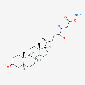 molecular formula C26H42NNaO4 B7979793 sodium;2-[[(4R)-4-[(3R,5R,8R,9S,10S,13R,14S,17R)-3-hydroxy-10,13-dimethyl-2,3,4,5,6,7,8,9,11,12,14,15,16,17-tetradecahydro-1H-cyclopenta[a]phenanthren-17-yl]pentanoyl]amino]acetate 