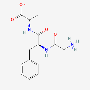 molecular formula C14H19N3O4 B7980356 (2S)-2-[[(2S)-2-[(2-azaniumylacetyl)amino]-3-phenylpropanoyl]amino]propanoate 