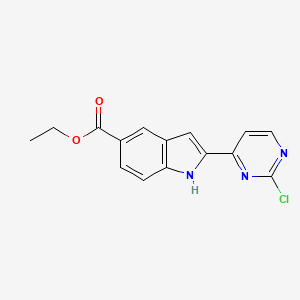 molecular formula C15H12ClN3O2 B7981740 Ethyl 2-(2-chloropyrimidin-4-yl)-1H-indole-5-carboxylate 