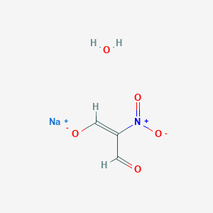 molecular formula C3H4NNaO5 B7982027 sodium;(E)-2-nitro-3-oxoprop-1-en-1-olate;hydrate 