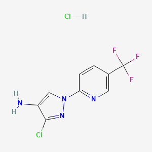 molecular formula C9H7Cl2F3N4 B7982310 3-Chloro-1-[5-(trifluoromethyl)pyridin-2-yl]-1H-pyrazol-4-amine hydrochloride 