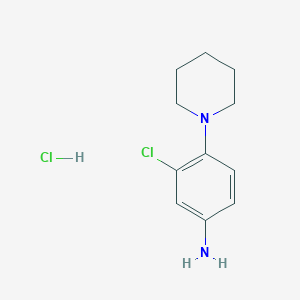 molecular formula C11H16Cl2N2 B7982326 3-CHLORO-4-(PIPERIDIN-1-YL)ANILINE HYDROCHLORIDE 