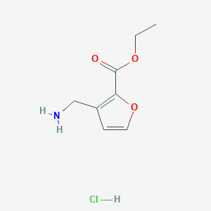 molecular formula C8H12ClNO3 B7982513 Ethyl 3-(aminomethyl)-2-furoate 
