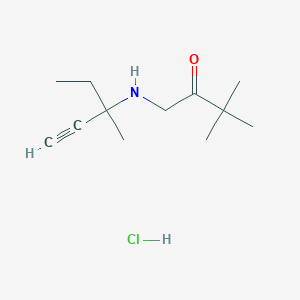 molecular formula C12H22ClNO B7982602 1-[(1-ethyl-1-methylprop-2-yn-1-yl)amino]-3,3-dimethylbutan-2-one 