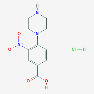 molecular formula C11H14ClN3O4 B7982684 3-Nitro-4-piperazin-1-ylbenzoic acid 