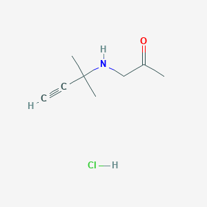molecular formula C8H14ClNO B7982728 1-[(1,1-Dimethylprop-2-yn-1-yl)amino]acetone 