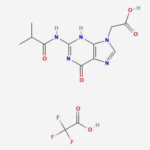 molecular formula C13H14F3N5O6 B7983665 2-[2-(2-methylpropanoylamino)-6-oxo-3H-purin-9-yl]acetic acid;2,2,2-trifluoroacetic acid 