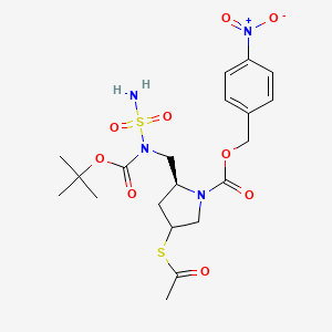 molecular formula C20H28N4O9S2 B7983674 (2S,4S)-4-Nitrobenzyl 4-(acetylthio)-2-(((tert-butoxycarbonyl)(sulfamoyl)amino)methyl)pyrrolidine-1-carboxylate 