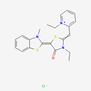 molecular formula C21H22ClN3OS2 B7983925 (5E)-3-ethyl-2-[(1-ethylpyridin-1-ium-2-yl)methylidene]-5-(3-methyl-1,3-benzothiazol-2-ylidene)-1,3-thiazolidin-4-one;chloride 