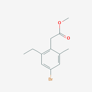 molecular formula C12H15BrO2 B7984572 Methyl 2-(4-bromo-2-ethyl-6-methylphenyl)acetate 