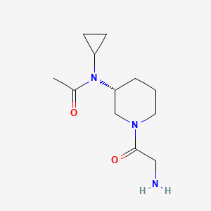 molecular formula C12H21N3O2 B7985328 N-[(R)-1-(2-Amino-acetyl)-piperidin-3-yl]-N-cyclopropyl-acetamide 