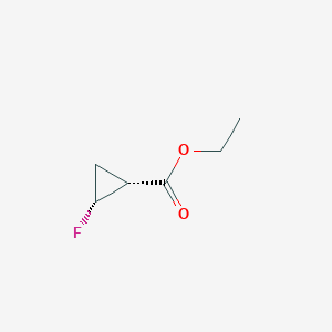 molecular formula C6H9FO2 B7985701 Cyclopropanecarboxylic acid, 2-fluoro-, ethyl ester, (1R,2R)-rel- 
