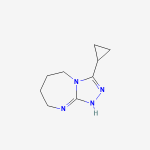 molecular formula C9H14N4 B7985785 3-cyclopropyl-5,6,7,8-tetrahydro-1H-[1,2,4]triazolo[4,3-a][1,3]diazepine 