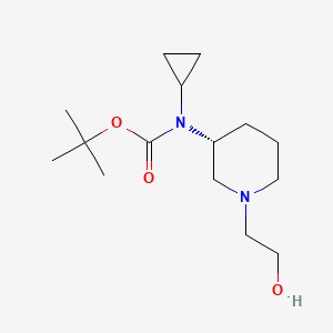 molecular formula C15H28N2O3 B7986655 Cyclopropyl-[(R)-1-(2-hydroxy-ethyl)-piperidin-3-yl]-carbamic acid tert-butyl ester 