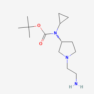 molecular formula C14H27N3O2 B7986682 [(R)-1-(2-Amino-ethyl)-pyrrolidin-3-yl]-cyclopropyl-carbamic acid tert-butyl ester 