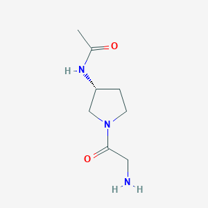 molecular formula C8H15N3O2 B7987366 N-[(R)-1-(2-Amino-acetyl)-pyrrolidin-3-yl]-acetamide 