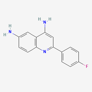 molecular formula C15H12FN3 B7988077 2-(4-Fluorophenyl)quinoline-4,6-diamine 