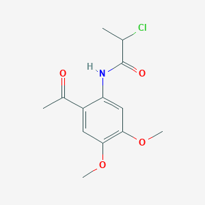 molecular formula C13H16ClNO4 B7988545 N-(2-acetyl-4,5-dimethoxyphenyl)-2-chloropropanamide 