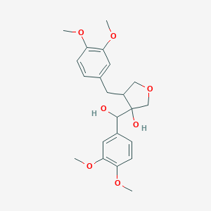 molecular formula C22H28O7 B079886 3-Furanmethanol, alpha-(3,4-dimethoxyphenyl)tetrahydro-3-hydroxy-4-veratryl- CAS No. 10569-16-1