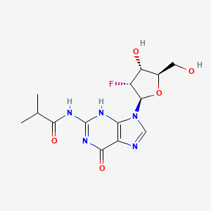 molecular formula C14H18FN5O5 B7988962 N-[9-[(2R,3R,4R,5R)-3-fluoro-4-hydroxy-5-(hydroxymethyl)oxolan-2-yl]-6-oxo-3H-purin-2-yl]-2-methylpropanamide 