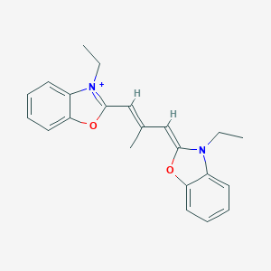 molecular formula C22H23IN2O2 B079919 Benzoxazolium, 3-ethyl-2-[3-(3-ethyl-2(3H)-benzoxazolylidene)-2-methyl-1-propen-1-yl]-, iodide (1:1) CAS No. 14934-37-3
