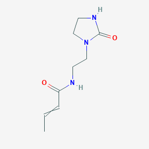 molecular formula C9H15N3O2 B079965 2-Butenamide, N-[2-(2-oxo-1-imidazolidinyl)ethyl]- CAS No. 13643-42-0