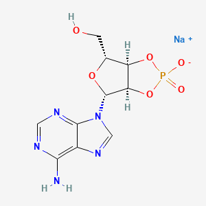 molecular formula C10H11N5NaO6P B8002728 sodium;[(3aR,4R,6R,6aR)-4-(6-aminopurin-9-yl)-2-oxido-2-oxo-3a,4,6,6a-tetrahydrofuro[3,4-d][1,3,2]dioxaphosphol-6-yl]methanol 