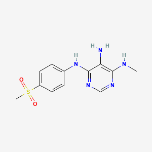 molecular formula C12H15N5O2S B8002932 N4-methyl-N6-(4-(methylsulfonyl)phenyl)pyrimidine-4,5,6-triamine 