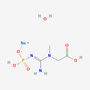 molecular formula C4H11N3NaO6P B8002980 sodium;[(E)-[amino-[carboxymethyl(methyl)amino]methylidene]amino]-hydroxyphosphinate;hydrate 