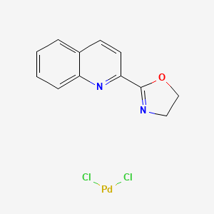 molecular formula C12H10Cl2N2OPd B8003761 Dichloro[2-(4,5-dihydro-2-oxazolyl)quinoline]palladium(II) CAS No. 1150097-98-5