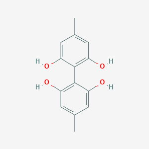 molecular formula C14H14O4 B080038 2-(2,6-Dihydroxy-4-methylphenyl)-5-methylbenzene-1,3-diol CAS No. 14845-75-1