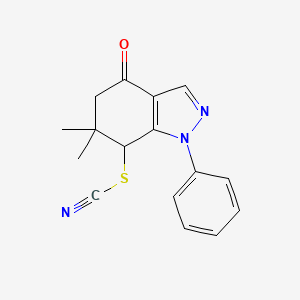(6,6-Dimethyl-4-oxo-1-phenyl-5,7-dihydroindazol-7-yl) thiocyanate