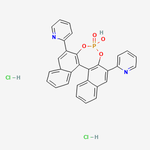 molecular formula C30H21Cl2N2O4P B8007329 (R)-3,3'-Di(pyridin-2-yl)-1,1'-binapthyl-2,2'-diyl hydrogenphosphate dihydrochloride 
