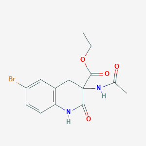 molecular formula C14H15BrN2O4 B8007817 Ethyl6-bromo-3-acetamido-2-oxo-1,2,3,4-tetrahydroquinoline-3-carboxylate 