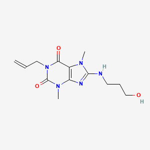 molecular formula C13H19N5O3 B8007907 8-(3-Hydroxypropylamino)-3,7-dimethyl-1-prop-2-enylpurine-2,6-dione 