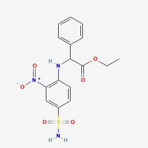 molecular formula C16H17N3O6S B8008656 Ethyl 2-(2-nitro-4-sulfamoylanilino)-2-phenylacetate 