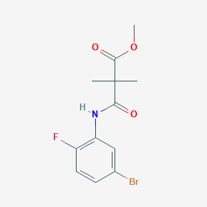 molecular formula C12H13BrFNO3 B8008758 Propanoic acid, 3-[(5-bromo-2-fluorophenyl)amino]-2,2-dimethyl-3-oxo-, methyl ester 