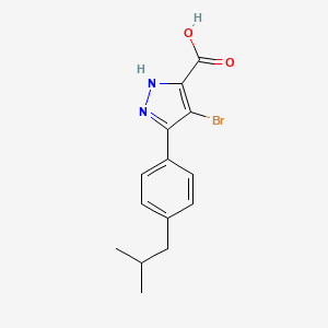 molecular formula C14H15BrN2O2 B8008881 4-bromo-5-[4-(2-methylpropyl)phenyl]-1H-pyrazole-3-carboxylic acid 